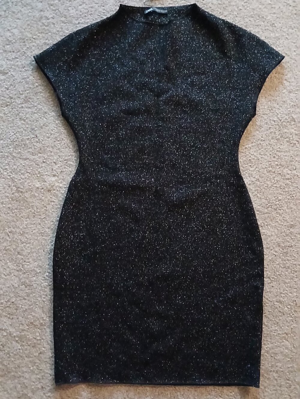 Zara Black and Silver Knit Dress Size Med